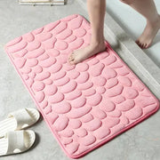 CozyNest Embossed Fiber Carpet Anti Slip Mat With Memory Foam Velvet Pebble Pattern For Bathroom And Living Room