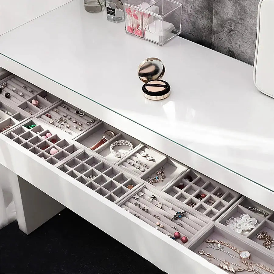 Flocking Jewelry Box Tray Velvet Interior With Wooden Base For All Kinds Of Jewelry Storage