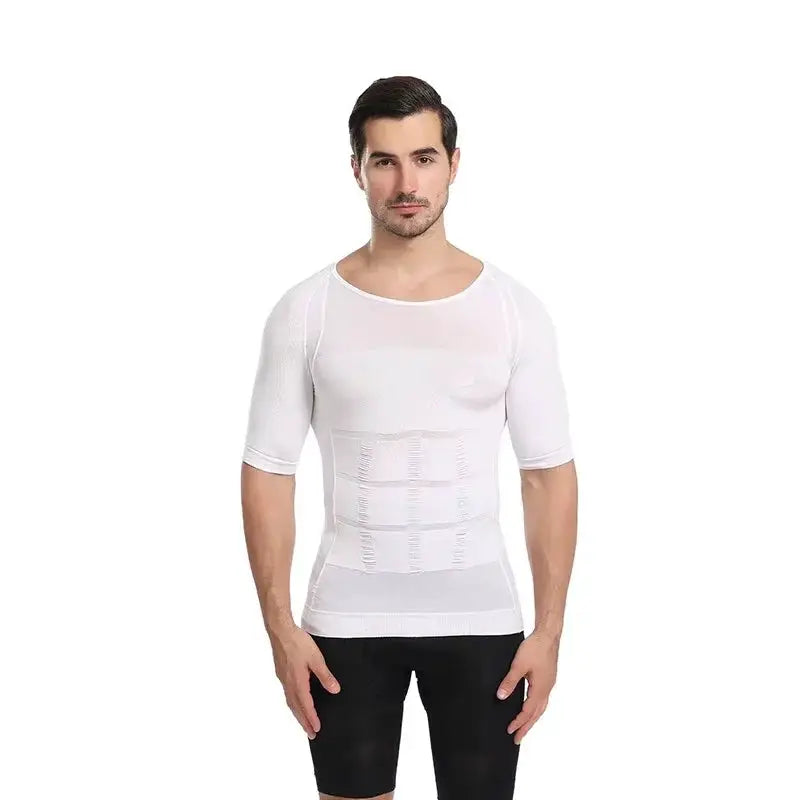 Men's white compression body shaper tank top by Simples Market