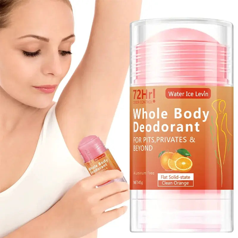 Simples Market Whole Body Deodorant Stick, 45g, aluminum-free, orange-scented, pink solid