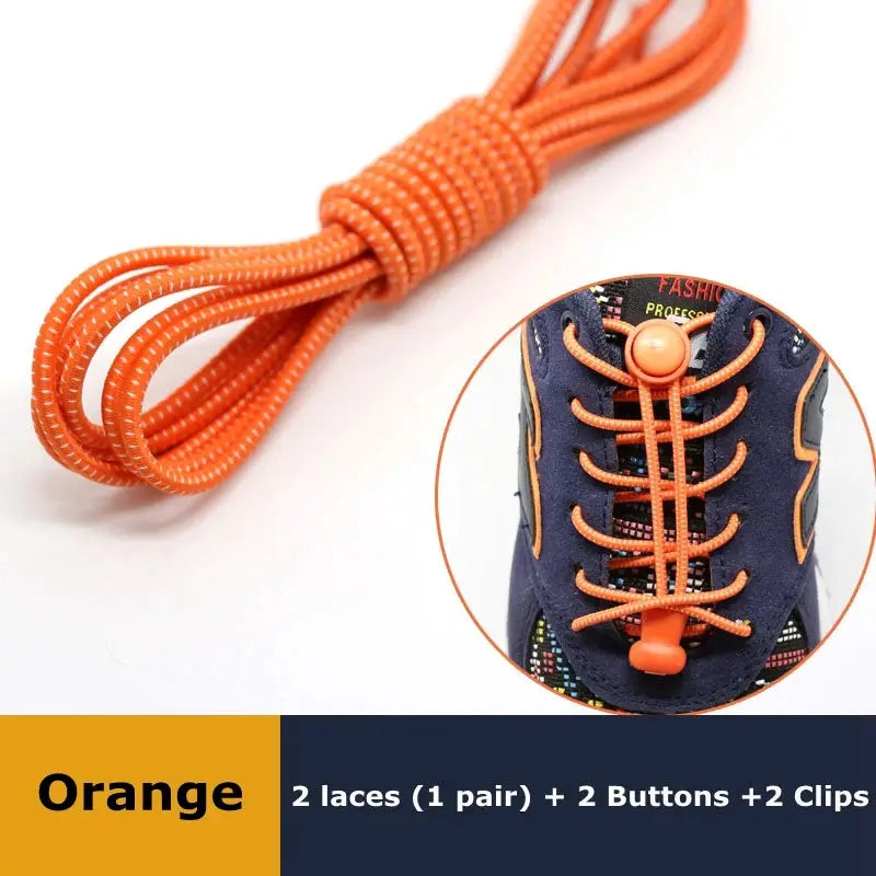 Simples Market orange elastic no-tie shoelaces, 1 pair for sneakers with locking toggle