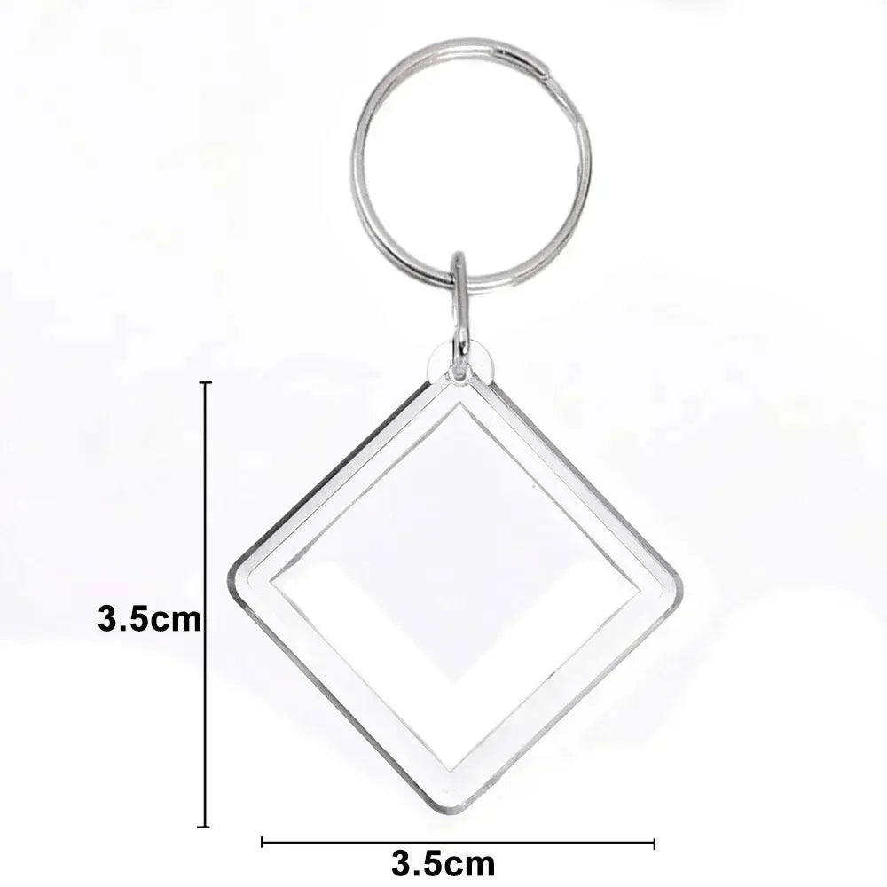 Transparent Rectangle Acrylic Photo Frame Keychain with Blank Insert for Photos DIY Split Ring Key Ring 2035
