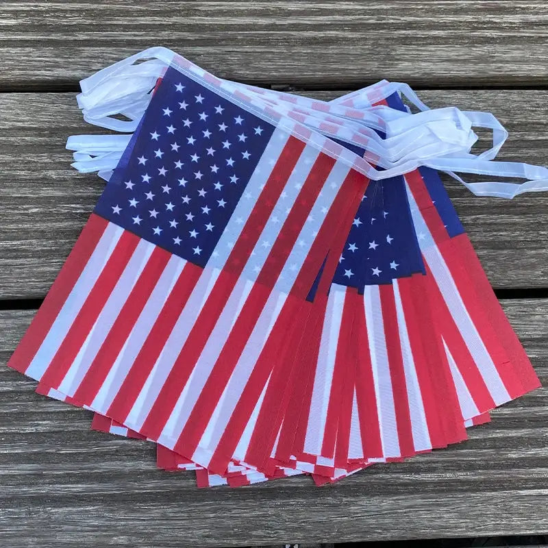 20 Pcs American String Flags Set USA Bunting Banner Small US Flags