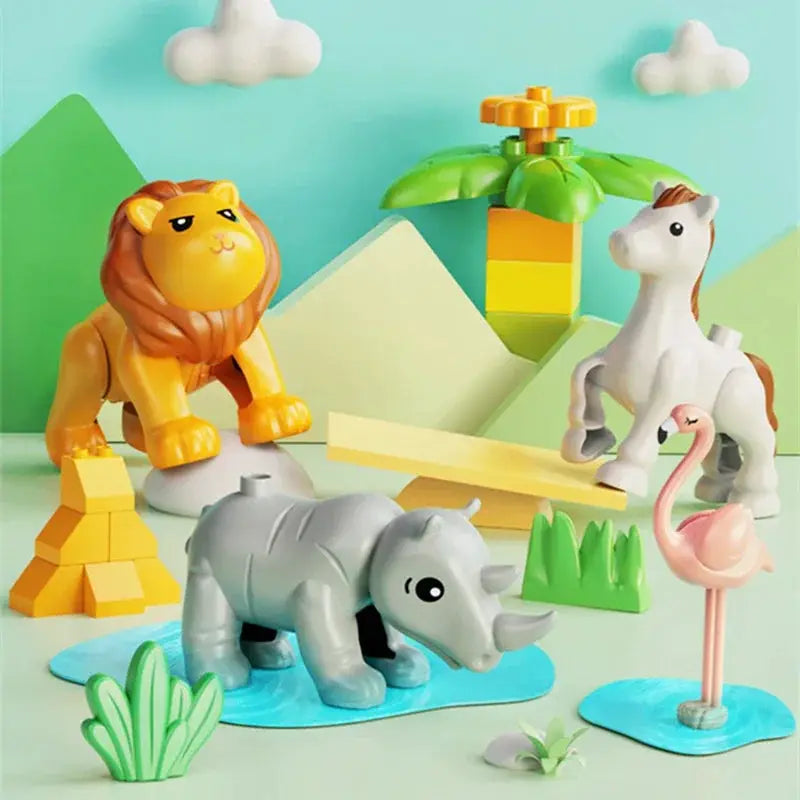 Big Building Blocks Zoo Animals Set Compatible Large Bricks For Kids Fun Assembly Toys Party Gift