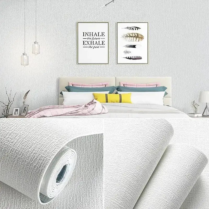 Simples Market 50cm self-adhesive foam wall panel with linen PVC texture, white, waterproof, removable