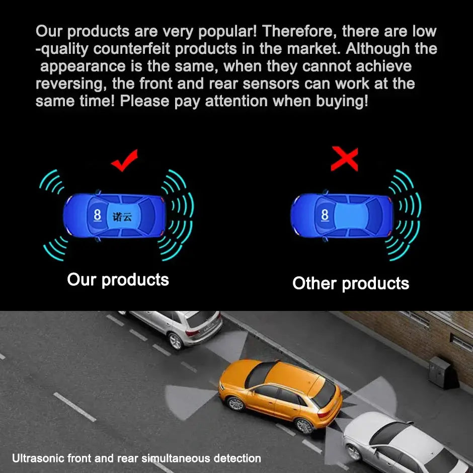 8 Parktronic Parking Sensors Kit by Simples Market; front and rear ultrasonic car backup radar