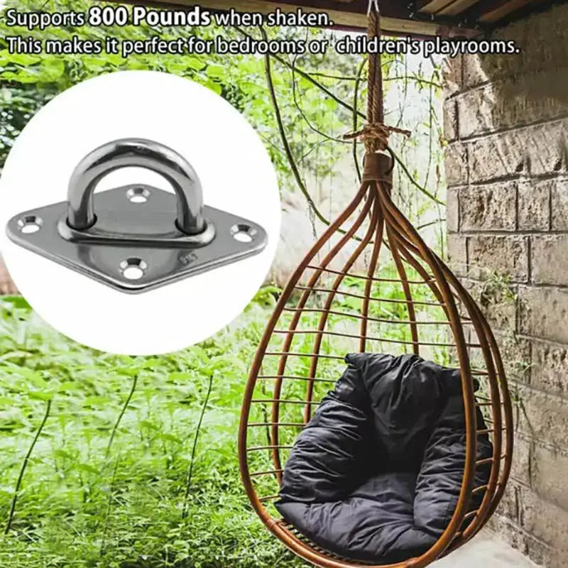 Two Pack Heavy Duty Wall and Ceiling Mount Hooks Stainless Steel Swing Chair Brackets with Eye Plate