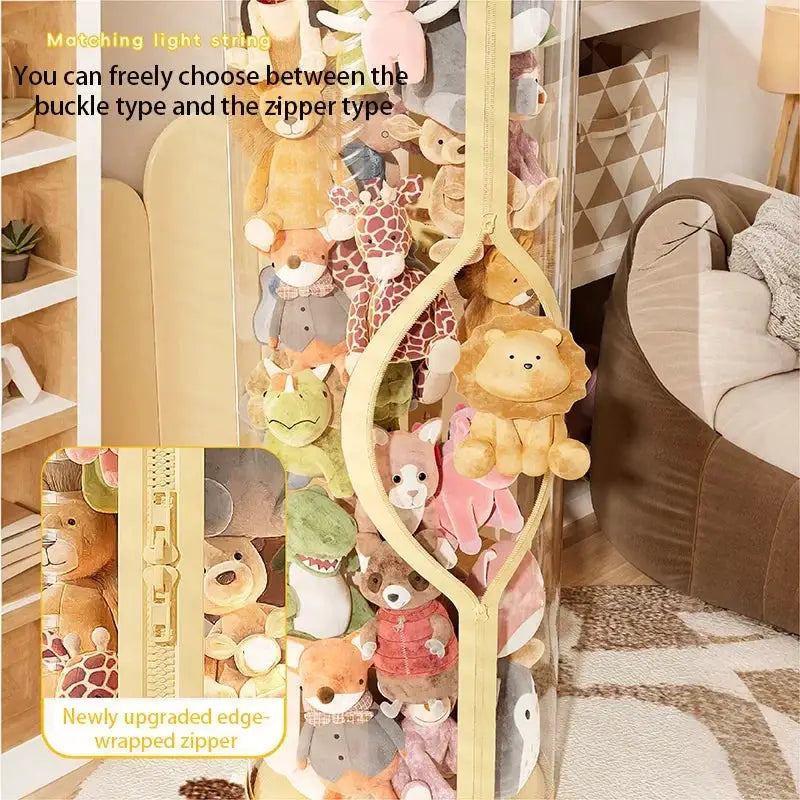 Transparent Doll Storage Box For Plush Toys And Dolls DIY Zipper Tube Organizer Christmas Gift For Kids