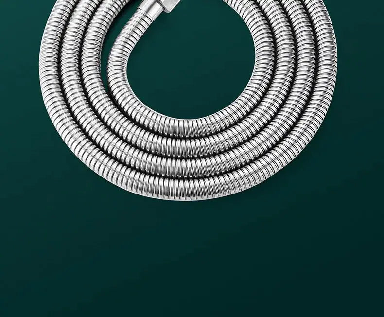 SUS 304 stainless steel handheld shower hose, braided and coiled.