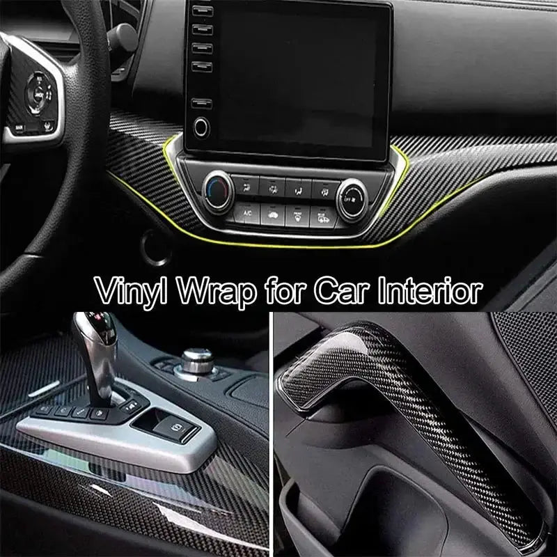 Car interior vinyl wrap with PU leather braided trim; self-adhesive luxury car-styling sticker by Simples Market