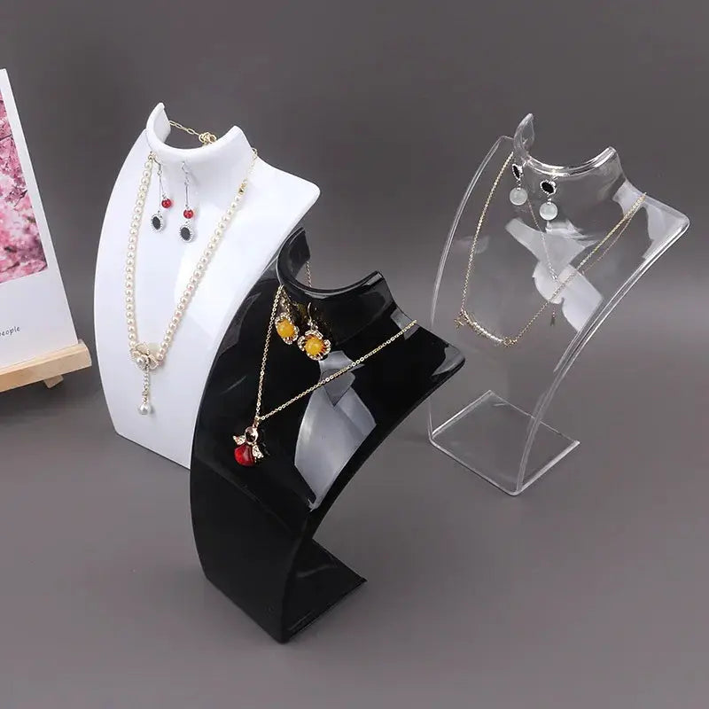 Acrylic Portrait Model Jewelry Display Stand For Necklaces Pendants And Earrings Exhibition Shelf Holder