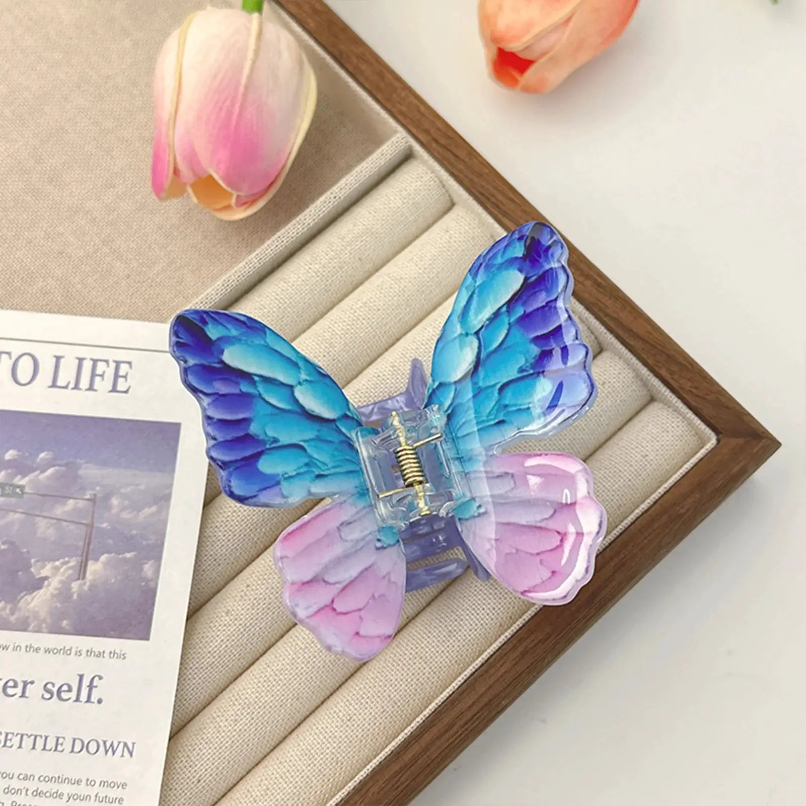Colorful Butterfly Hair Clips For Women And Girls Pearlescent Fairy Gripper Clips Beach Summer Accessories