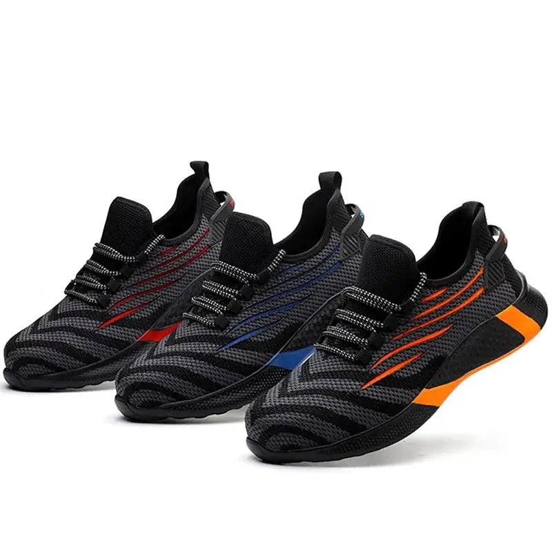 Men Safety Shoes Anti Puncture Kevlar Midsole Steel Toe Work Sneakers Lightweight Slip Resistant Outsole