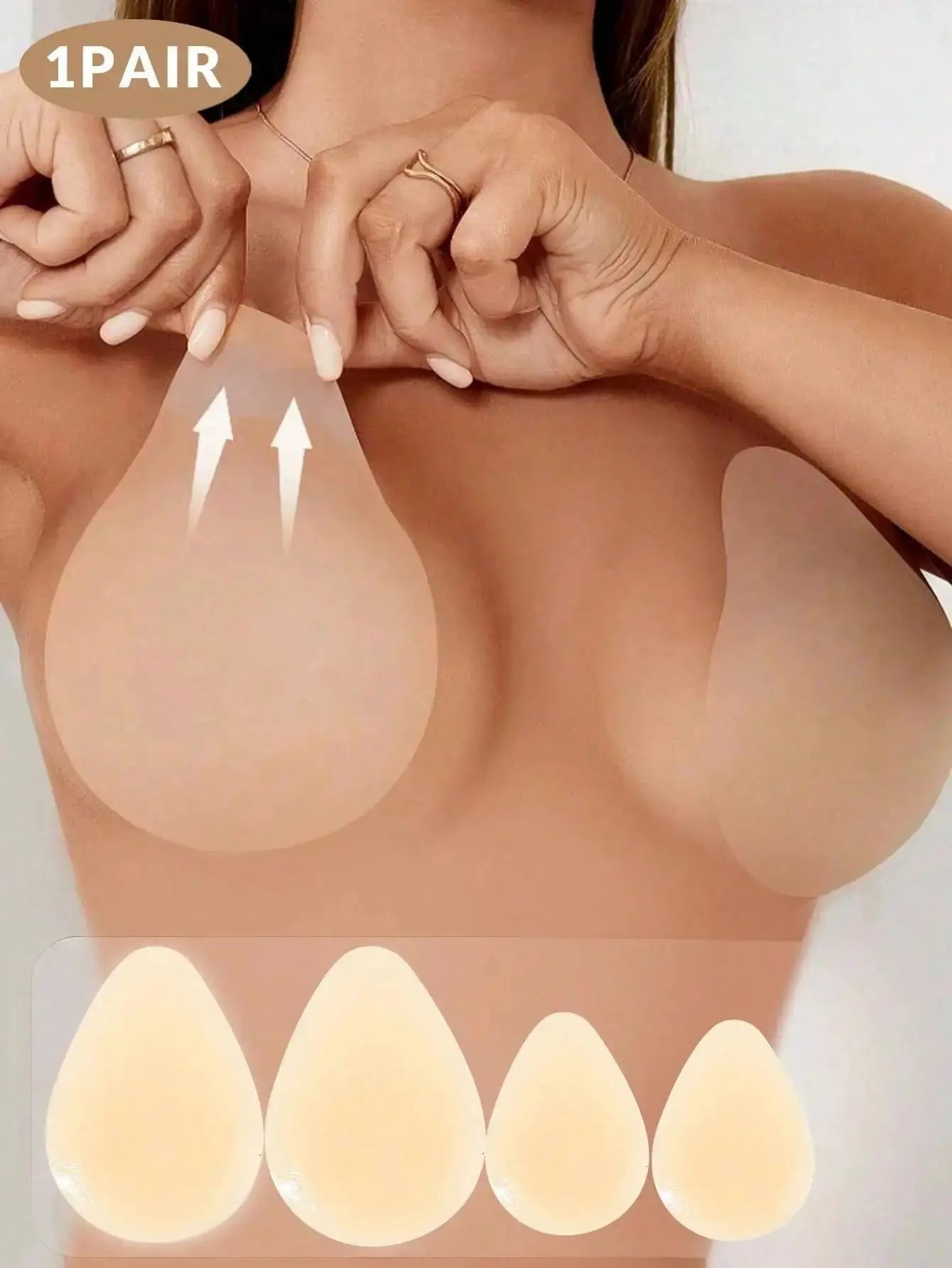 Nipple covers by Simples Market, waterdrop-shaped silicone, 1 pair, skin-toned, seamless and reusable.