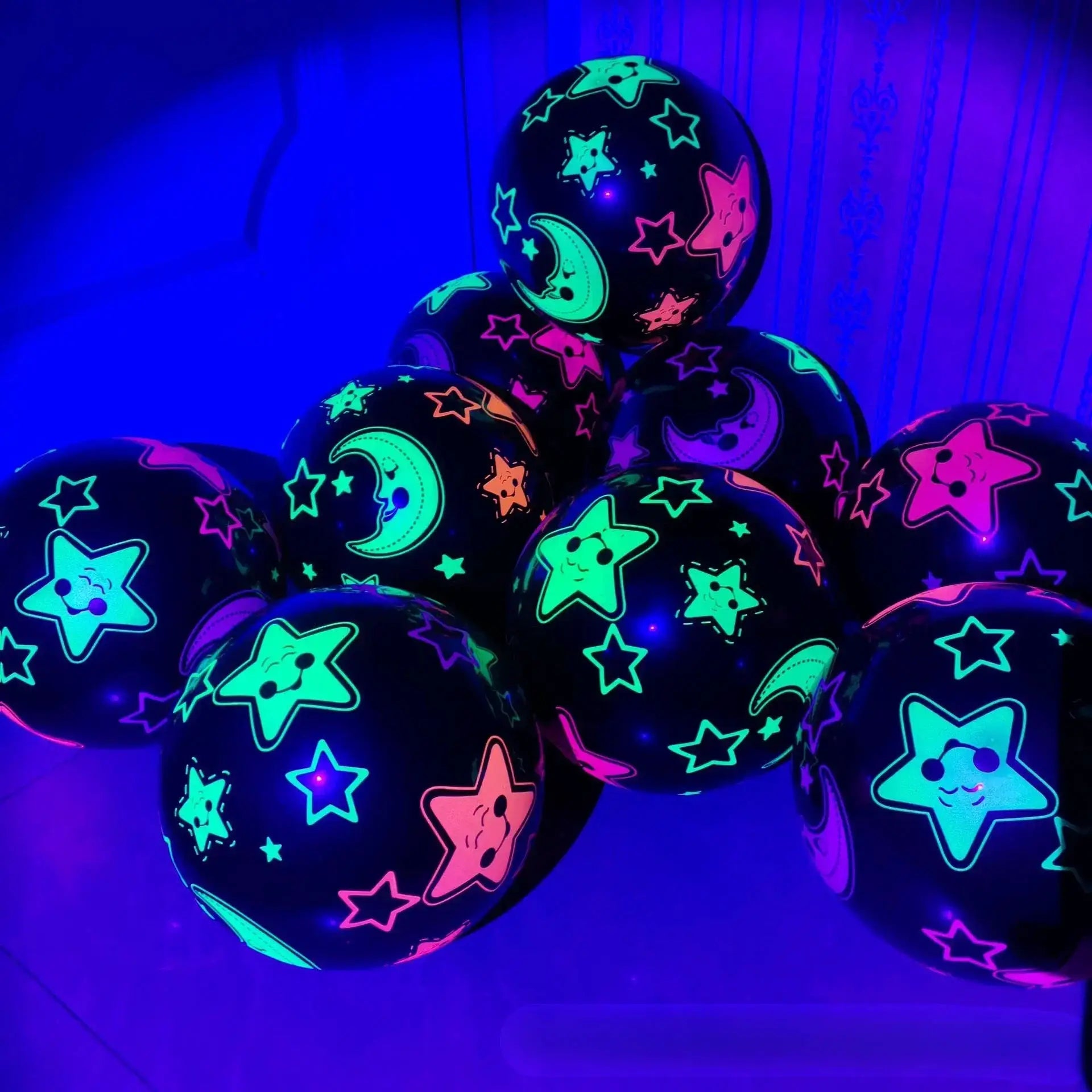 Happy Birthday Neon Glow Balloons Glow Under Blacklight Fluorescent Balloons For Neon 80s 90s Theme Party Decor