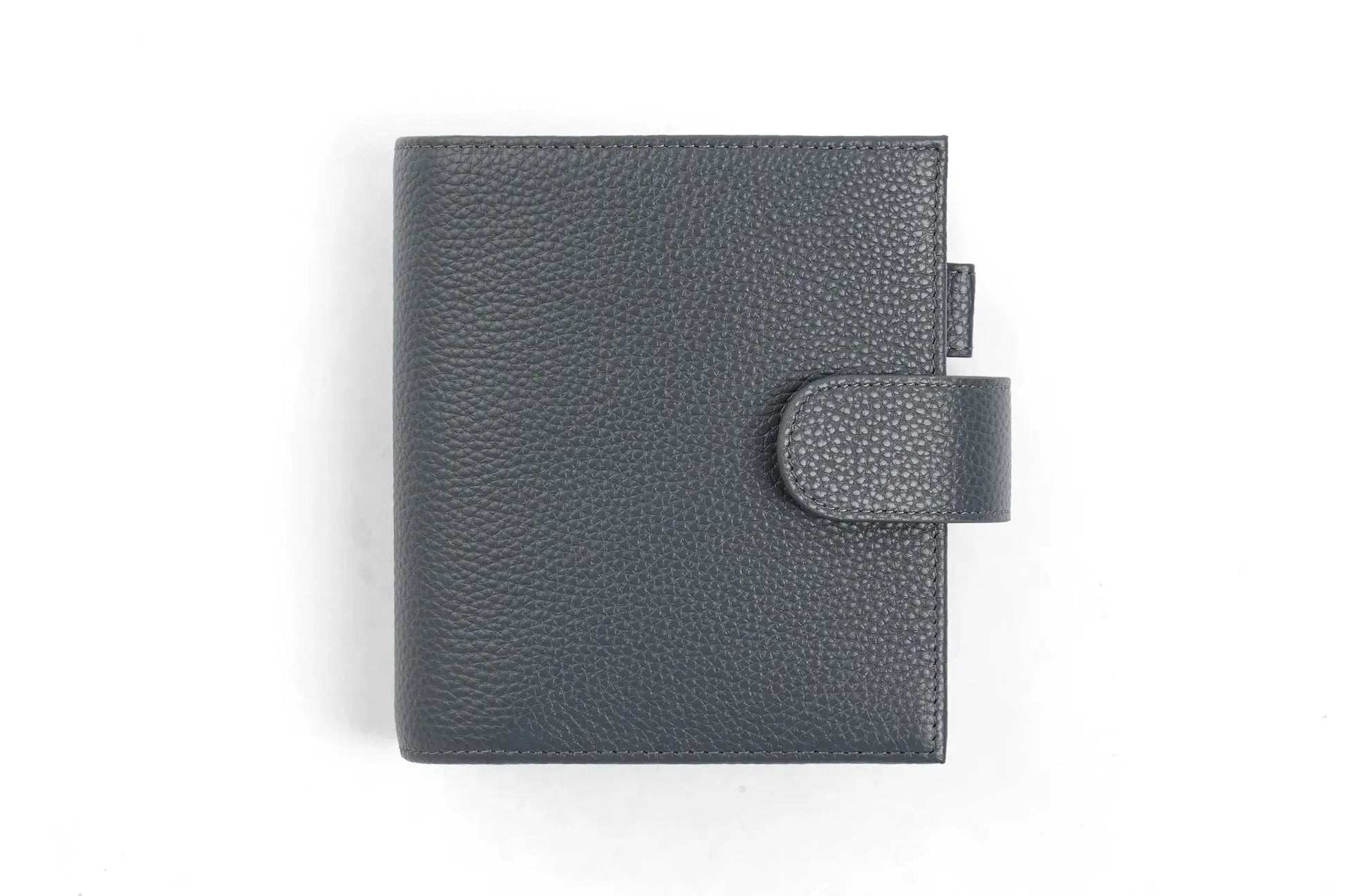 Moterm Luxe 2.0 pocket-size planner in dark gray pebble-grain leather with strap closure