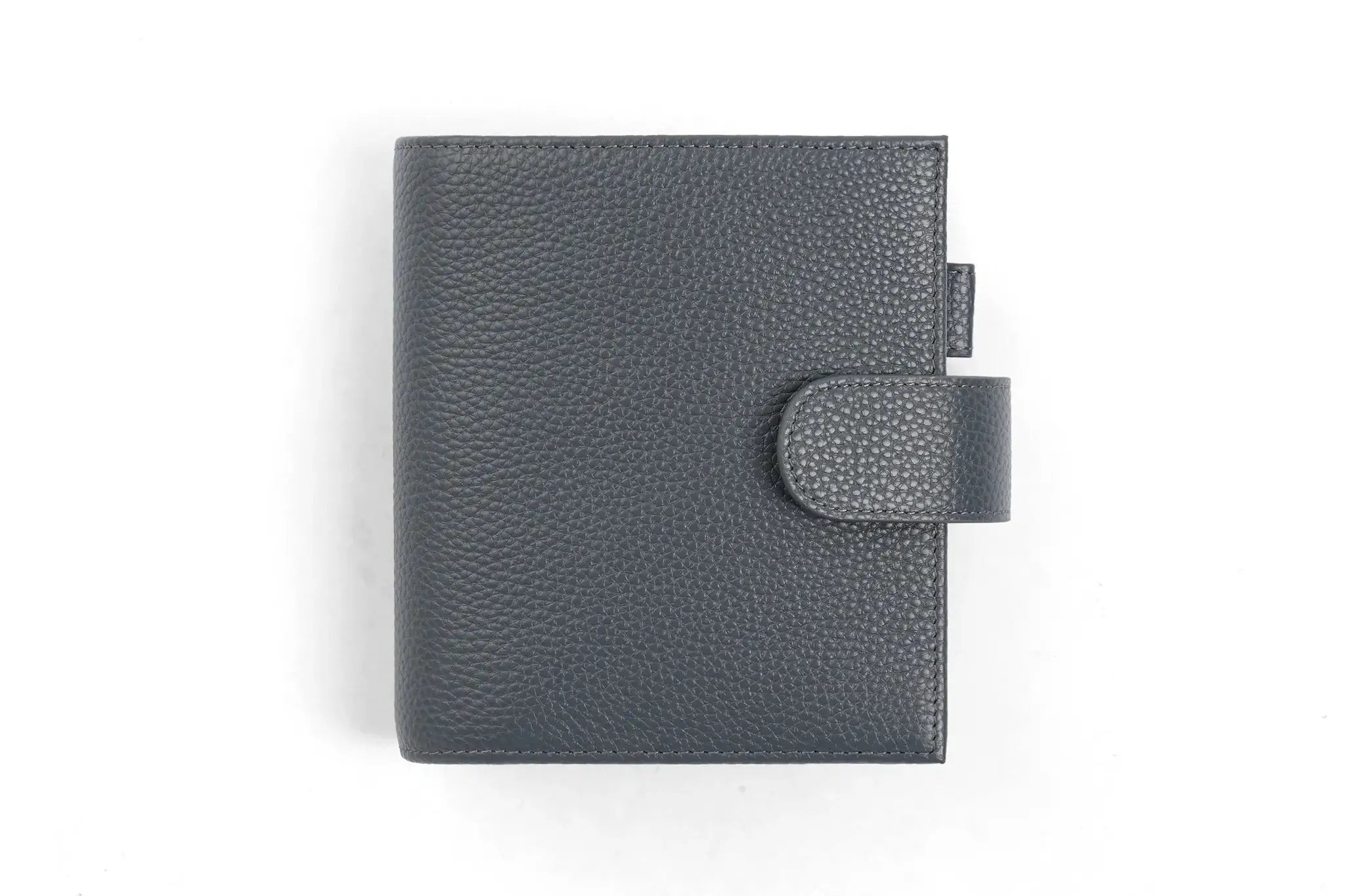 Moterm Luxe 2.0 pocket-size planner in dark gray pebble-grain leather with strap closure