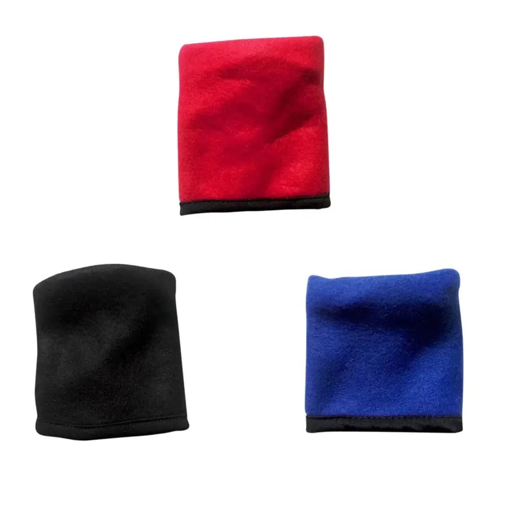 Three mini wrist wallets in red, black, blue with zippers; cotton wristbands by Simples Market.