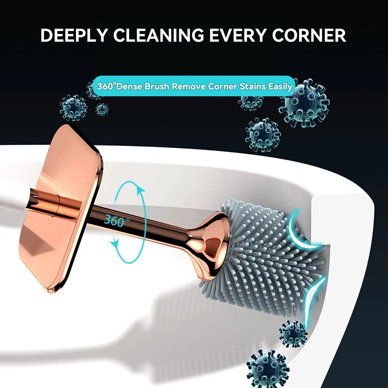 Aokala Toilet Brush And Holder Silicone Set With Long Handle For Deep Cleaning In Modern Bathroom Design