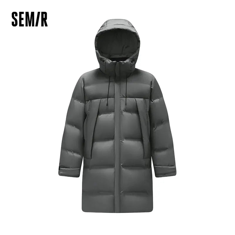 Semir down jacket for men, long grey puffer with hood, winter outerwear Simples Market