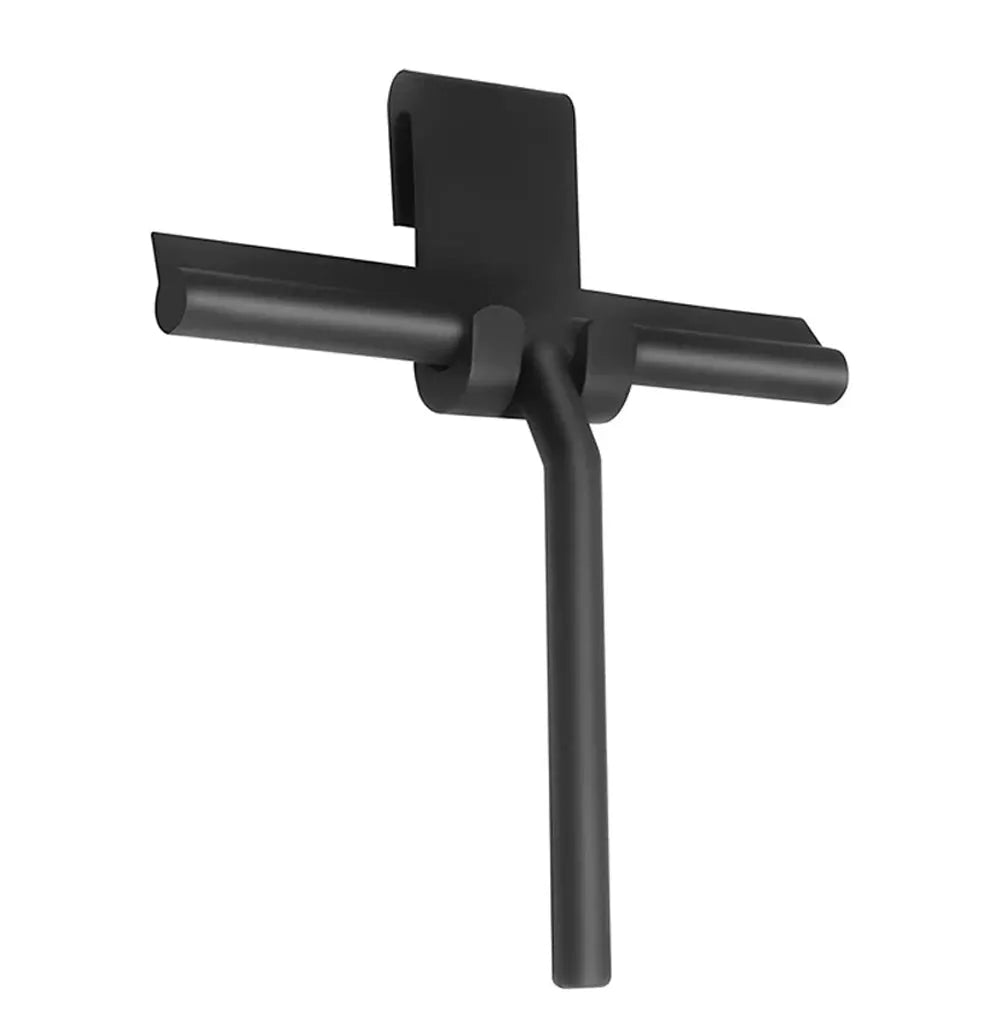 Shower squeegee with silicone holder, black metal finish