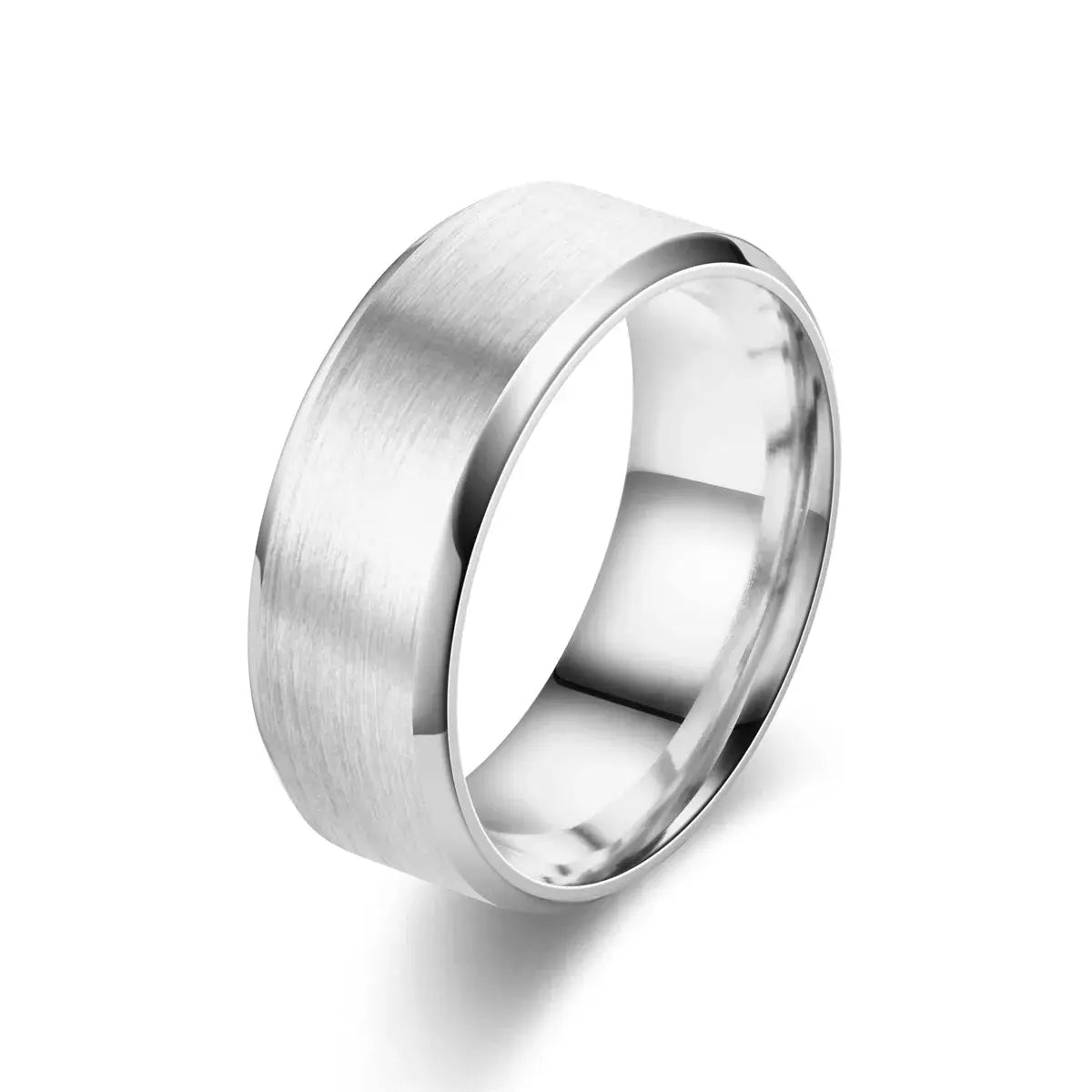 8mm Classic Stainless Steel Ring Unisex For Men And Women 7 Color Matte Finish Double Inclined Plane Design
