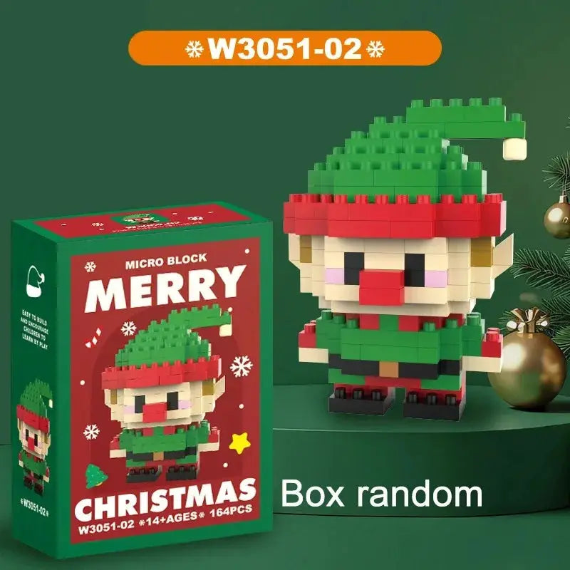 Christmas Micro Building Block Set Santa Claus and Reindeer Puzzle Table Decor for Kids and Adults