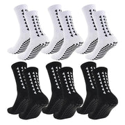 6 Pairs Grip Socks For Men And Women With Towel Bottom Cushioned Crew Length Athletic All Sports Socks