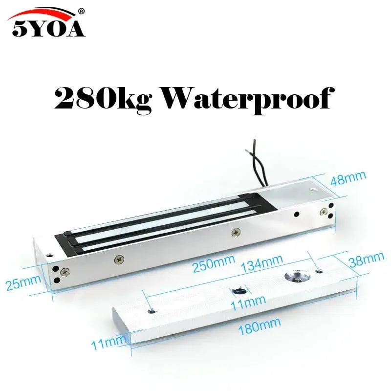 5YOA magnetic lock with silver metal body and strike plate for access control systems