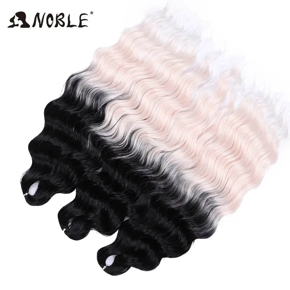 Noble Hair synthetic loose deep-wave 24" braiding hair extensions, ombre blonde to black, Simples Market