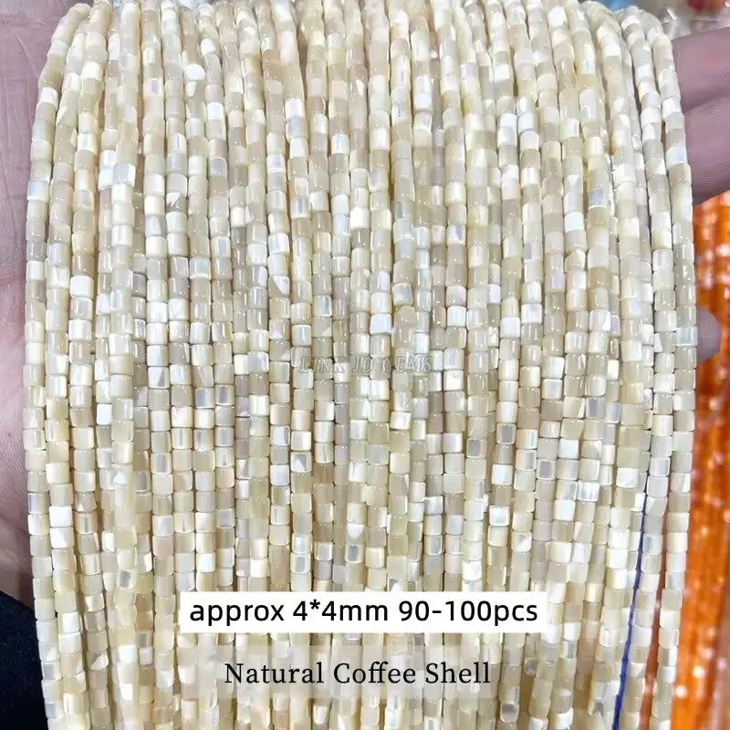 Natural coffee shell beads; irregular square shape, smooth, 4x4mm, 90-100pcs