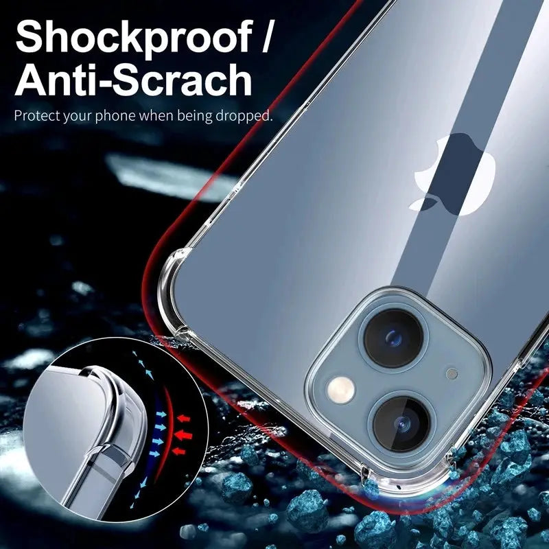 ClearGuard Shockproof Silicone Phone Case for iPhone 15 14 13 12 Pro Max Transparent Protection