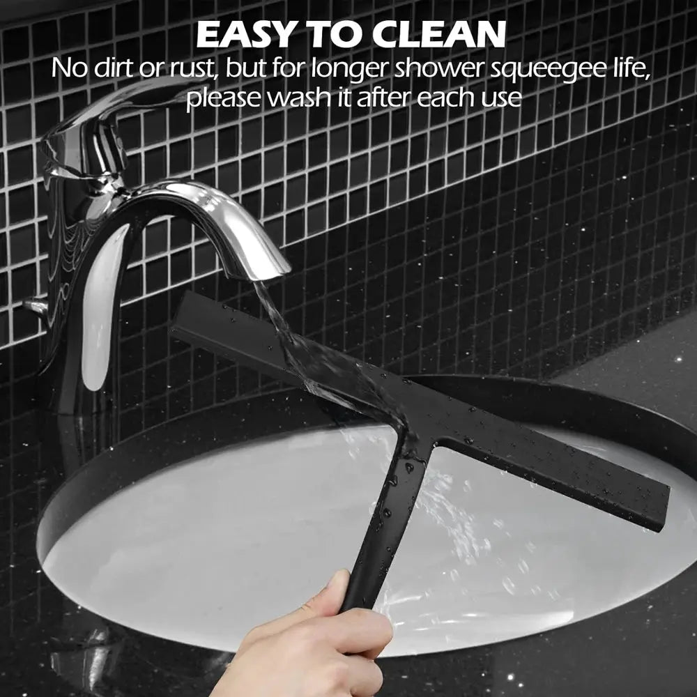 Simples Market Matte Black Silicone Shower Squeegee for glass doors, mirrors, tiles, car windows