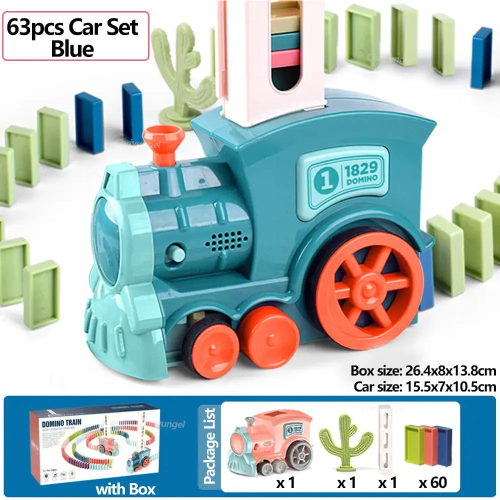 Automatic Domino Train Set for Kids Electric Laying Train Colorful Dominoes Kit Educational Toy Gift