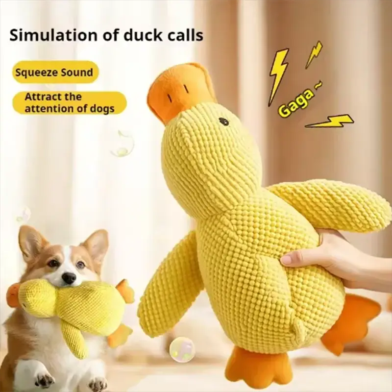 Cute Dog Toy Stomping Duck Bite Resistant Plush Toy for Large Dogs Interactive Teeth Cleaning Boredom Relief