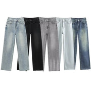 ETJ Wide Leg High Waist Jeans Women Five Pocket Washed And Comfortable