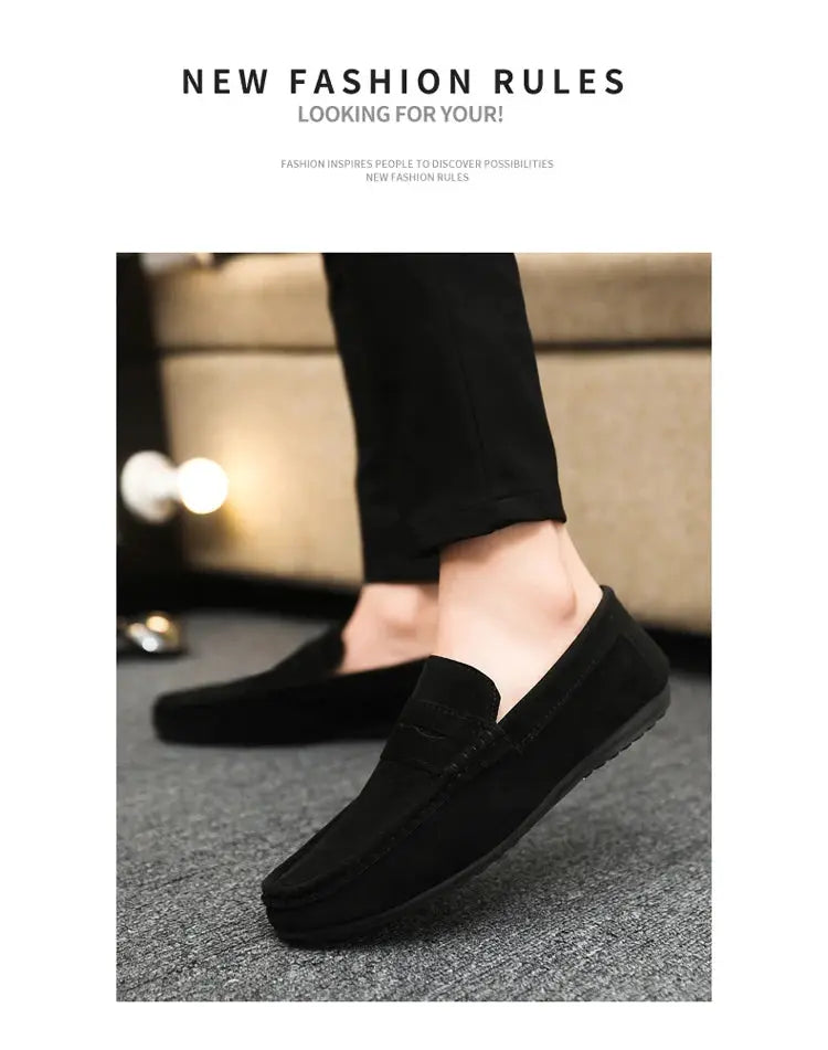 Men's black driving loafers by Simples Market, casual slip-on shoes