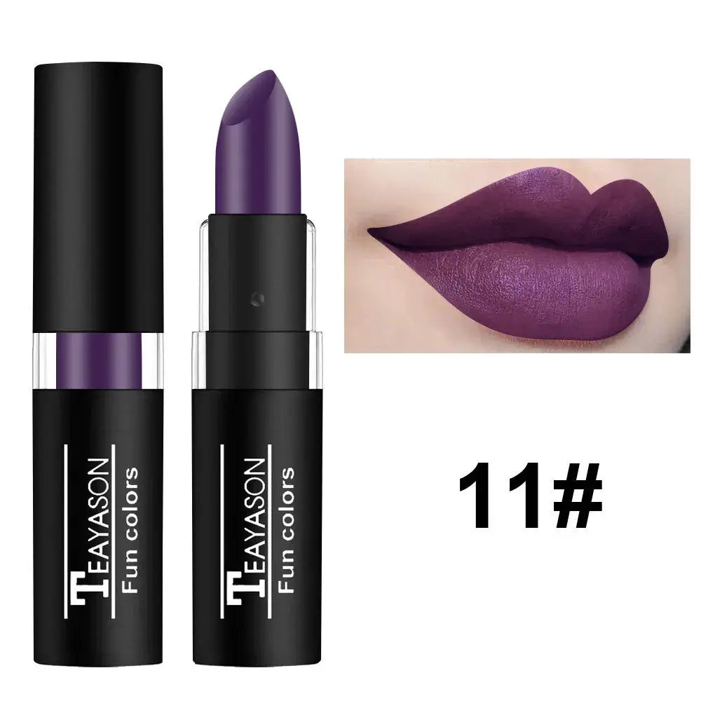 12 Color Matte Lipstick Set Waterproof Long Lasting Lip Color Red Black Blue Purple Green