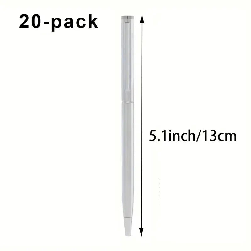 20-pack silver stainless-steel ballpoint pens by Simples Market, twist-top, smooth writing, 5.1in length