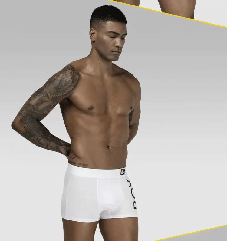 Men's white cotton boxer briefs with U-pouch by Simples Market