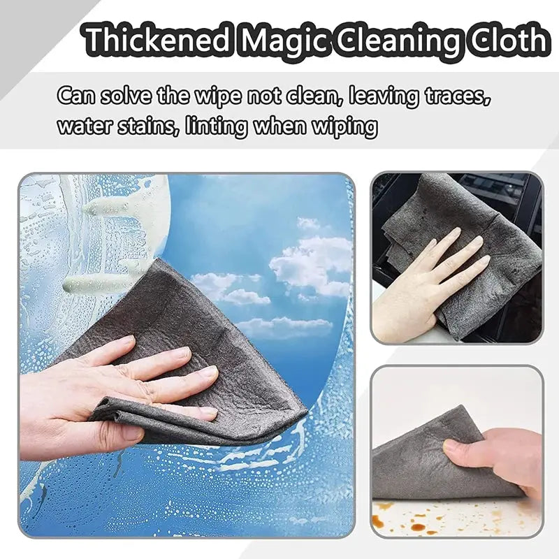 Thickened Magic Cleaning Cloth microfiber lint-free glass car towel, gray, reusable Simples Market