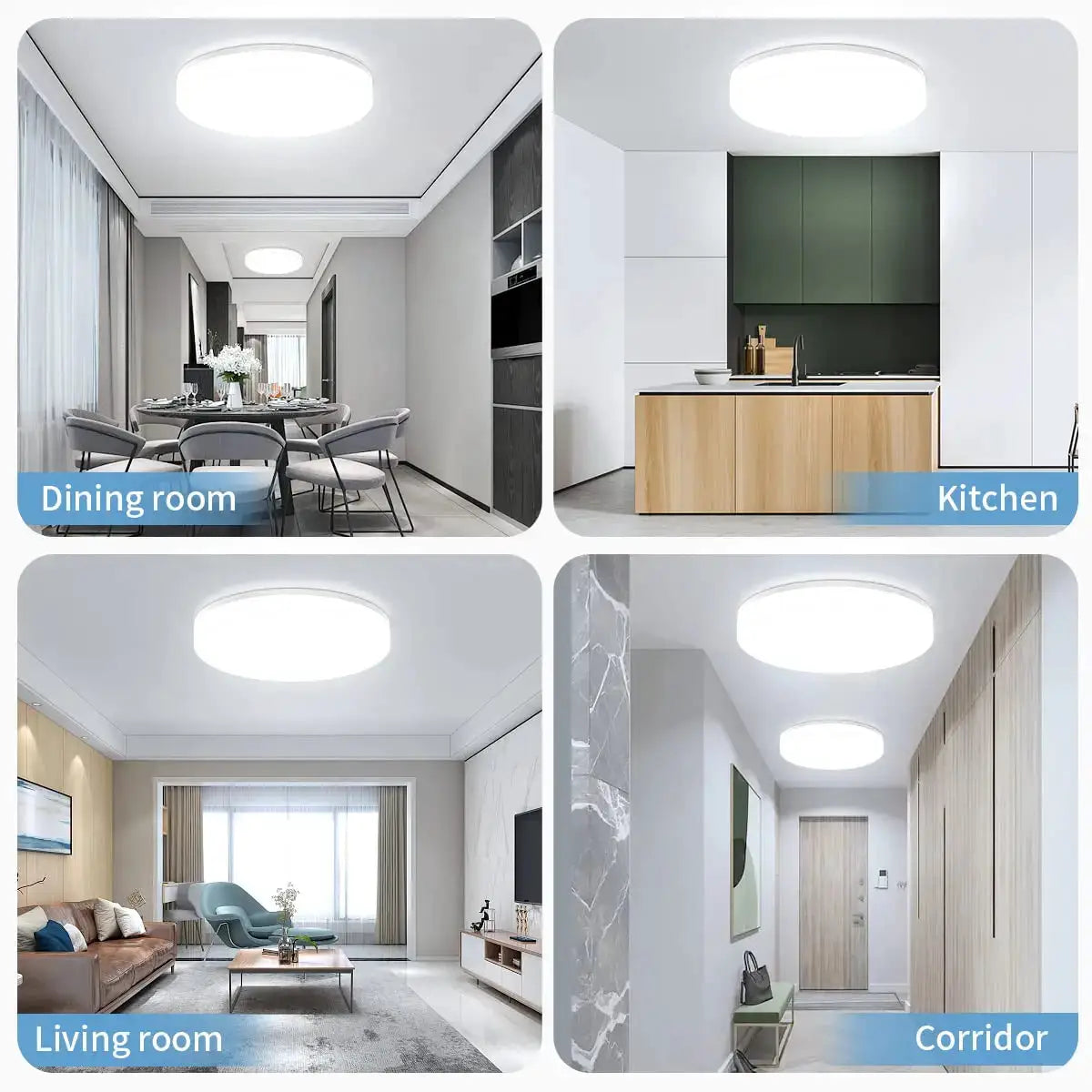IRALAN LED ultra-thin ceiling light, white round fixture by Simples Market for dining, kitchen, living room, corridor
