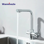 Chrome kitchen faucet by Wanmivezlo with tall gooseneck spout and side lever