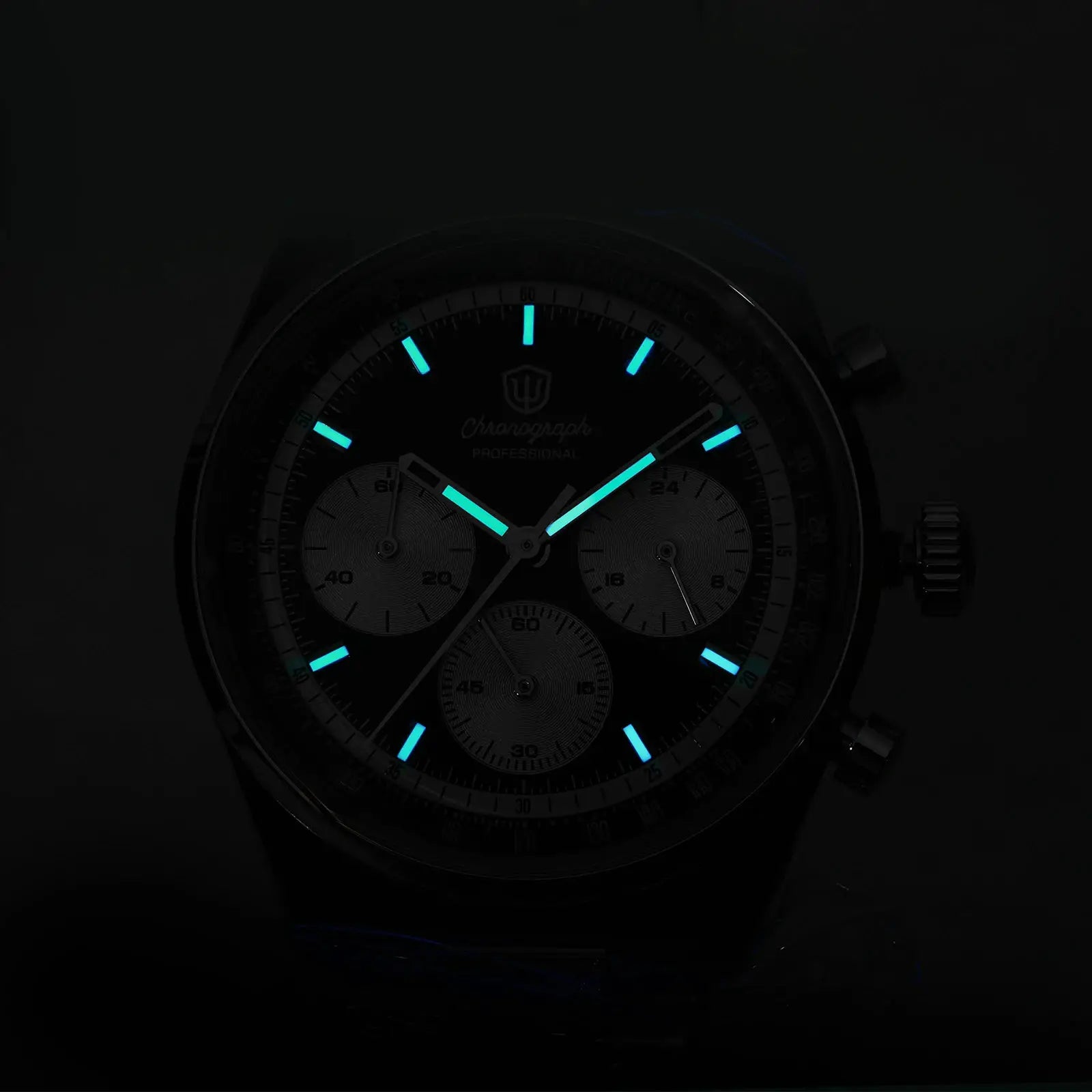 Watchdives WD0526 VK63 chronograph stainless steel men’s watch with blue luminous hands and markers