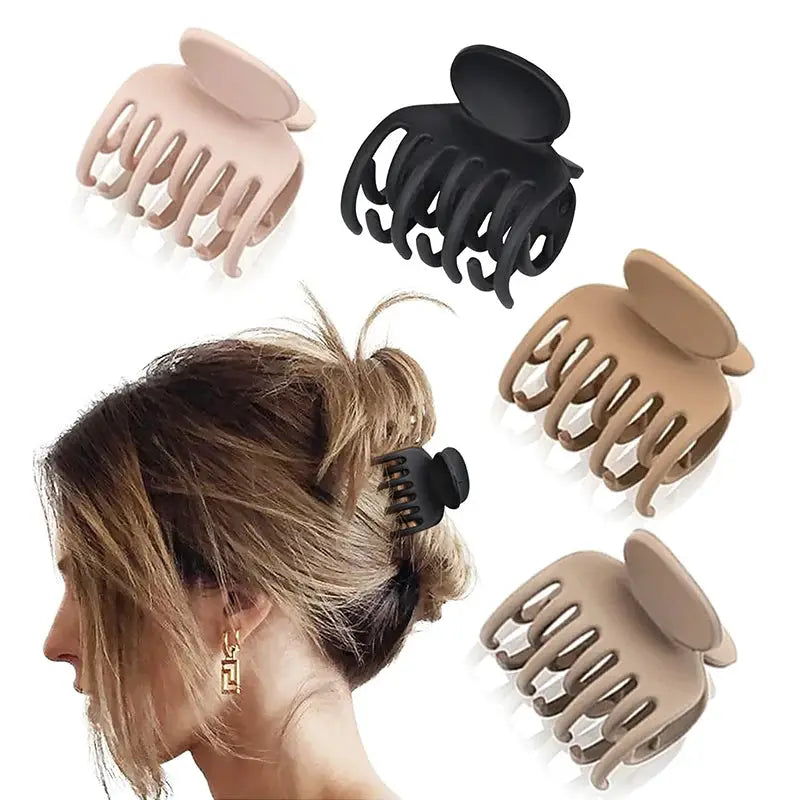 GlamGrip Small Hair Claw Clips For Women With Double Row Teeth For Secure Hold On Thin To Medium Hair