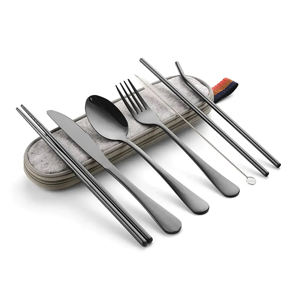 EcoNest 8 Piece Portable Tableware Set In One Box Stainless Steel Utensils For Outdoor Picnics Travel Eco Friendly