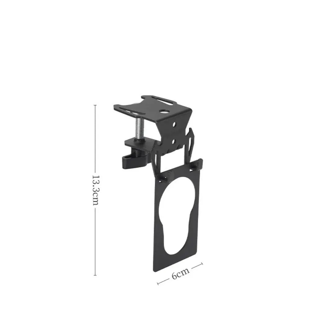 Hang gas canister hook with hanging plate and bottle opener, black metal camping accessory, 13.3×6 cm.