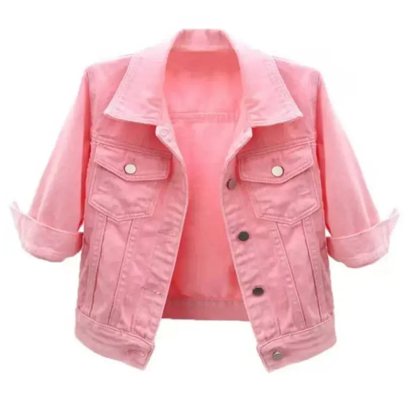 UrbanDenim Women Denim Jacket For Spring And Autumn Turn Down Collar Casual Outerwear