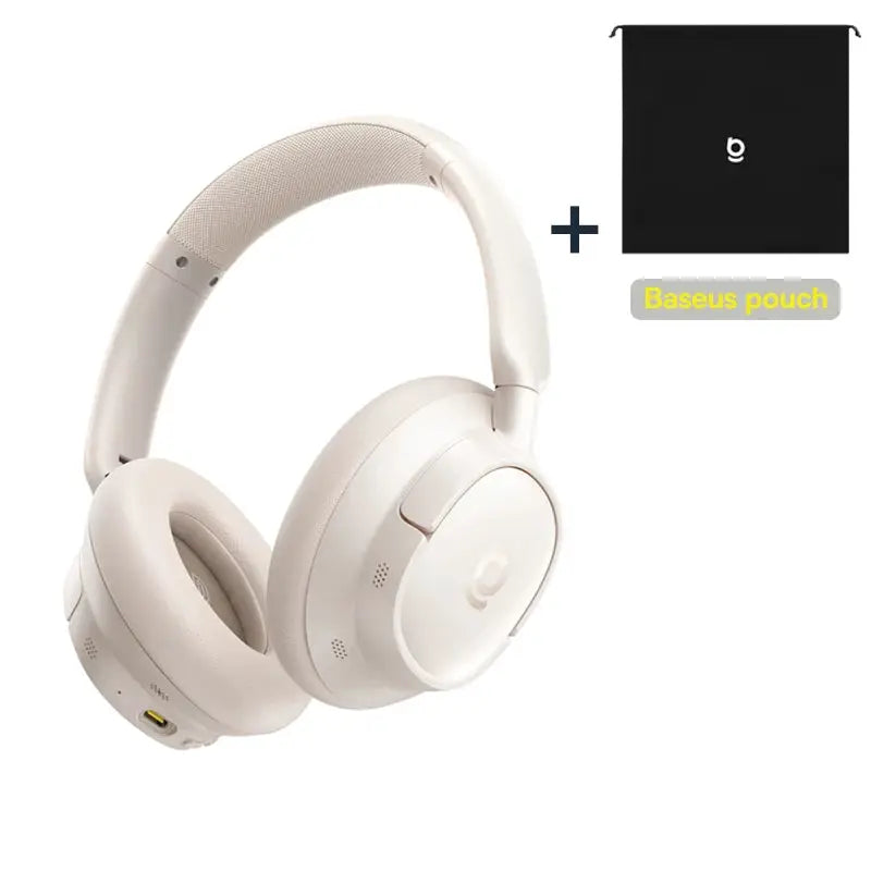 Baseus EH10 NC ANC wireless headphones in beige with pouch