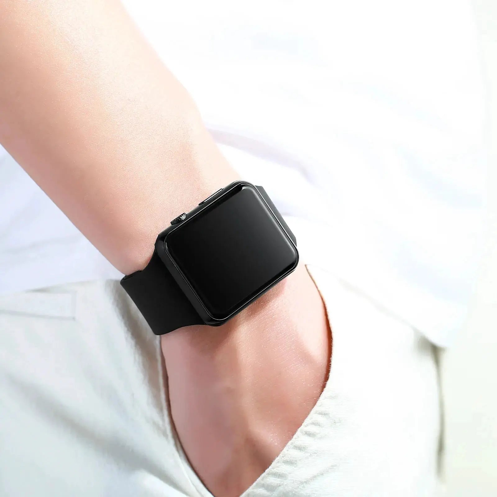 NovaTime Digital LED Watch for Men and Women Sleek Black Silicone Strap Easy Read Display